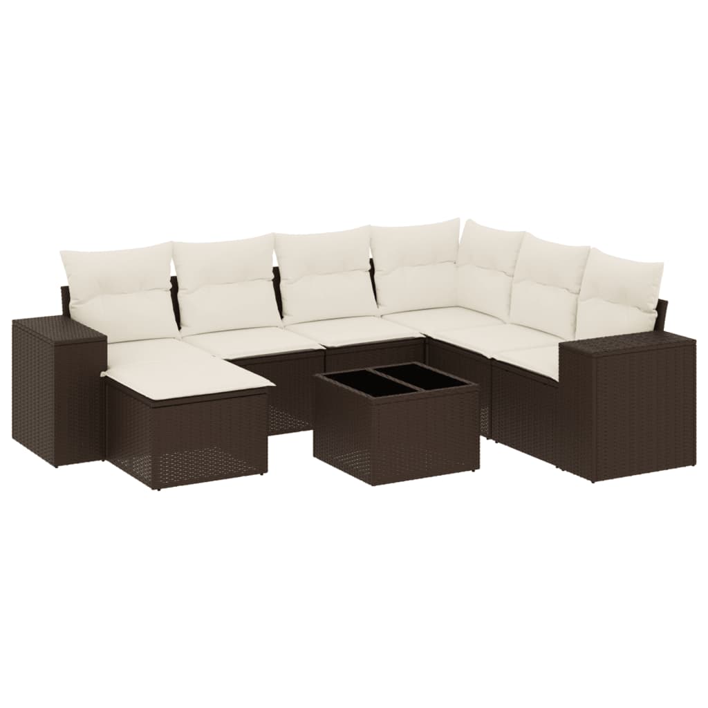 vidaXL Set canapele de grădină cu perne, 8 piese, maro, poliratan
