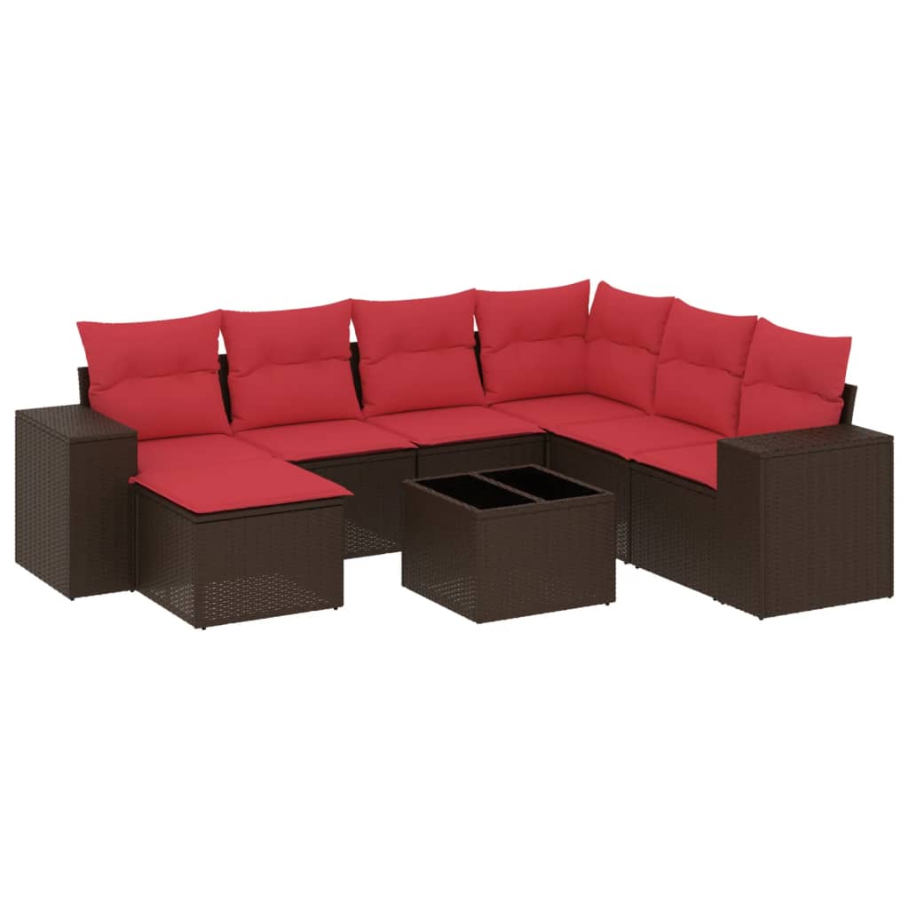 Thumbnail - vidaXL 8-teiliges Gartensofa-Set mit Kissen, braun, Polyrattan