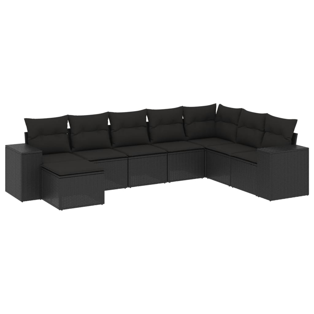 Thumbnail - vidaXL 8-tlg. Garten-Sofagarnitur mit Kissen Schwarz Poly Rattan