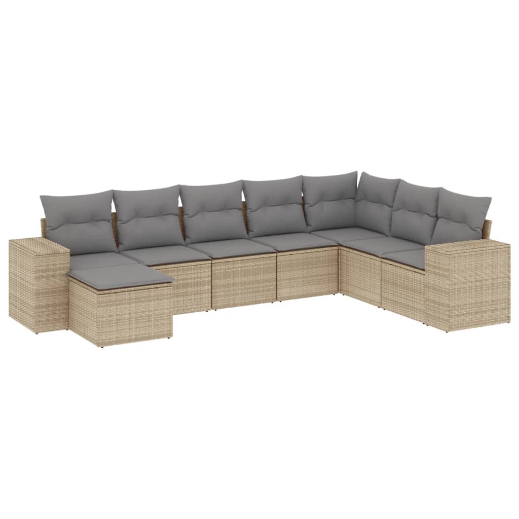 Thumbnail - vidaXL 8-tlg. Garten-Sofagarnitur mit Kissen Beige Poly Rattan
