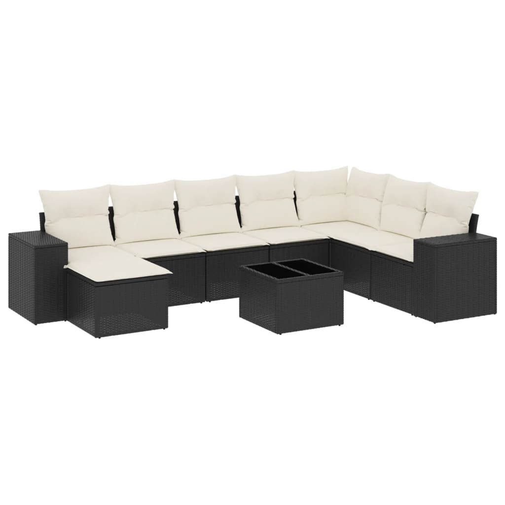 Thumbnail - vidaXL 9-tlg. Garten-Sofagarnitur mit Kissen Schwarz Poly Rattan