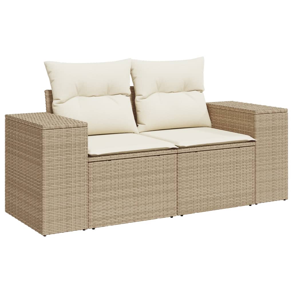vidaXL 9-delige Loungeset met kussens poly rattan beige afbeelding