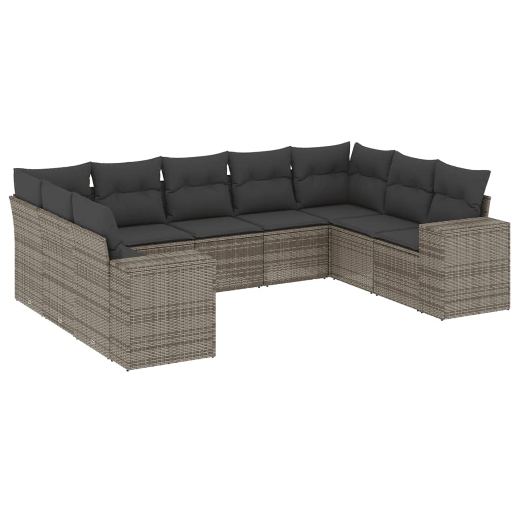 Thumbnail - vidaXL 9-tlg. Garten-Sofagarnitur mit Kissen Grau Poly Rattan