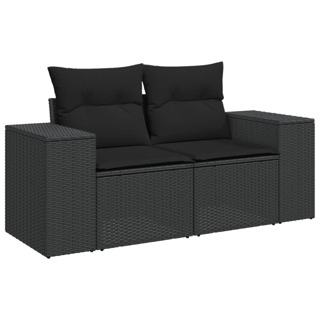 vidaXL 9-delige Loungeset met kussens poly rattan zwart afbeelding