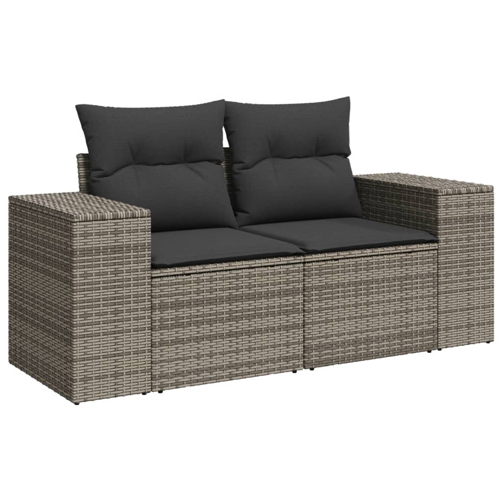 vidaXL 9-delige Loungeset met kussens poly rattan grijs afbeelding