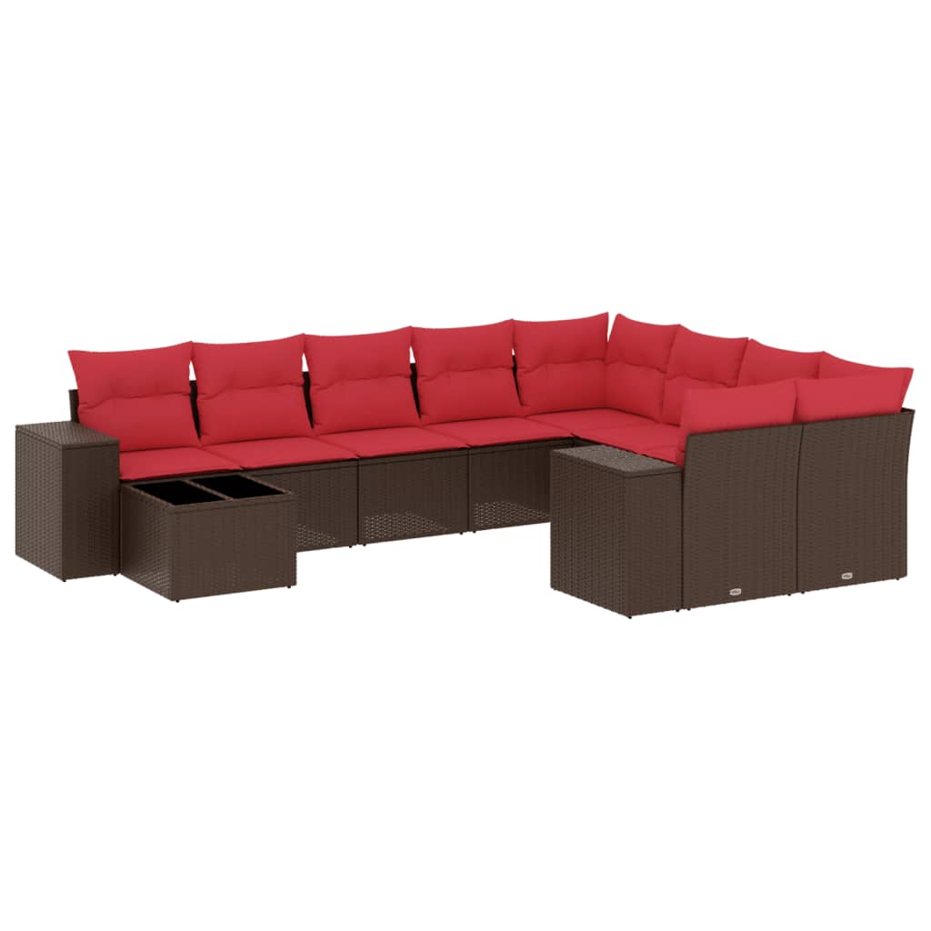 Thumbnail - vidaXL 10-teiliges Gartensofa-Set mit Kissen, braun, Polyrattan