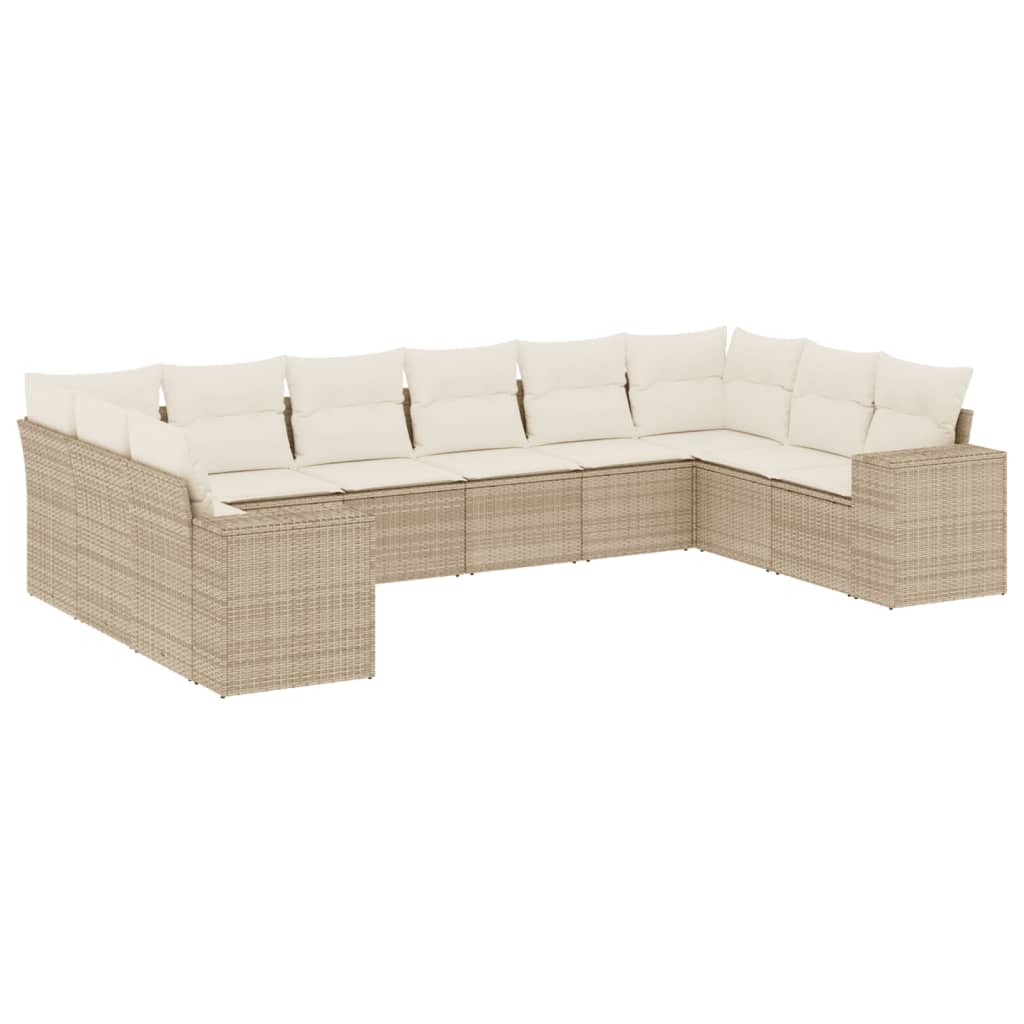 Thumbnail - vidaXL 10-tlg. Garten-Sofagarnitur mit Kissen Beige Poly Rattan