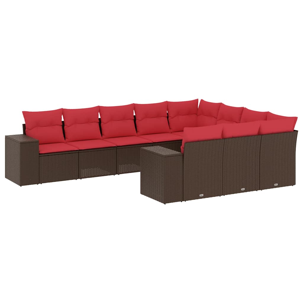Thumbnail - vidaXL 10-teiliges Gartensofa-Set mit Kissen, braun, Polyrattan