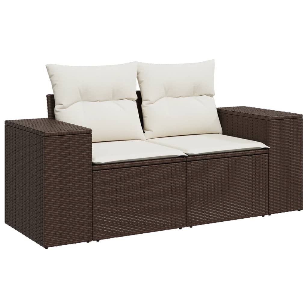 vidaXL 10-delige Loungeset met kussens poly rattan bruin