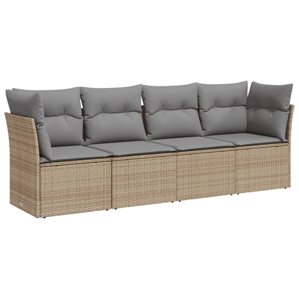 vidaXL Set canapele de grădină, 4 piese, cu perne, bej, poliratan