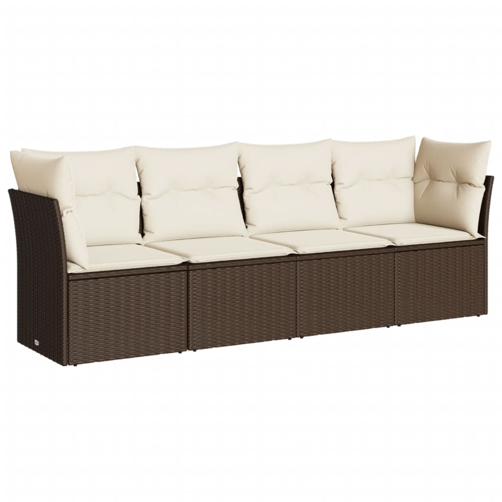 Thumbnail - vidaXL 4-tlg. Garten-Sofagarnitur mit Kissen Braun Poly Rattan