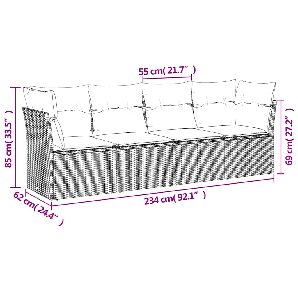 Set canapele de grădină, 4 piese, cu perne, maro poliratan maro 3217233 - imagine 3
