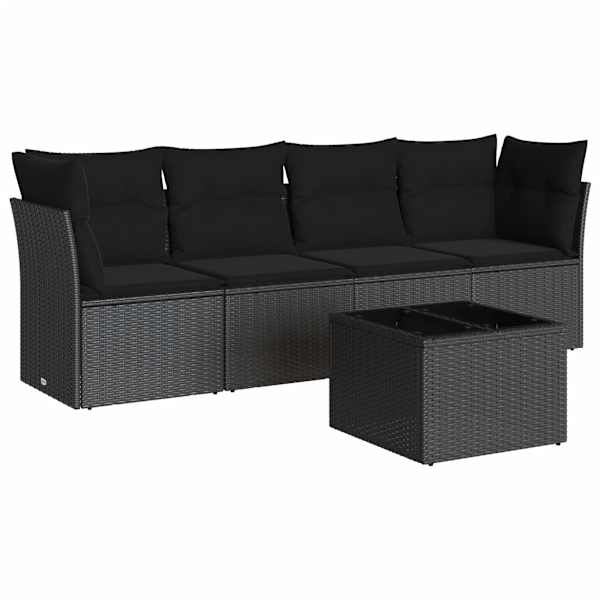 vidaXL 5-osaline aiadiivanikomplekt patjadega, must, pol&uuml;rotang