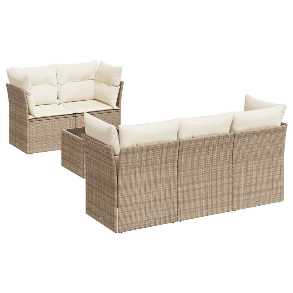 Thumbnail - vidaXL 6-tlg. Garten-Sofagarnitur mit Kissen Beige Poly Rattan