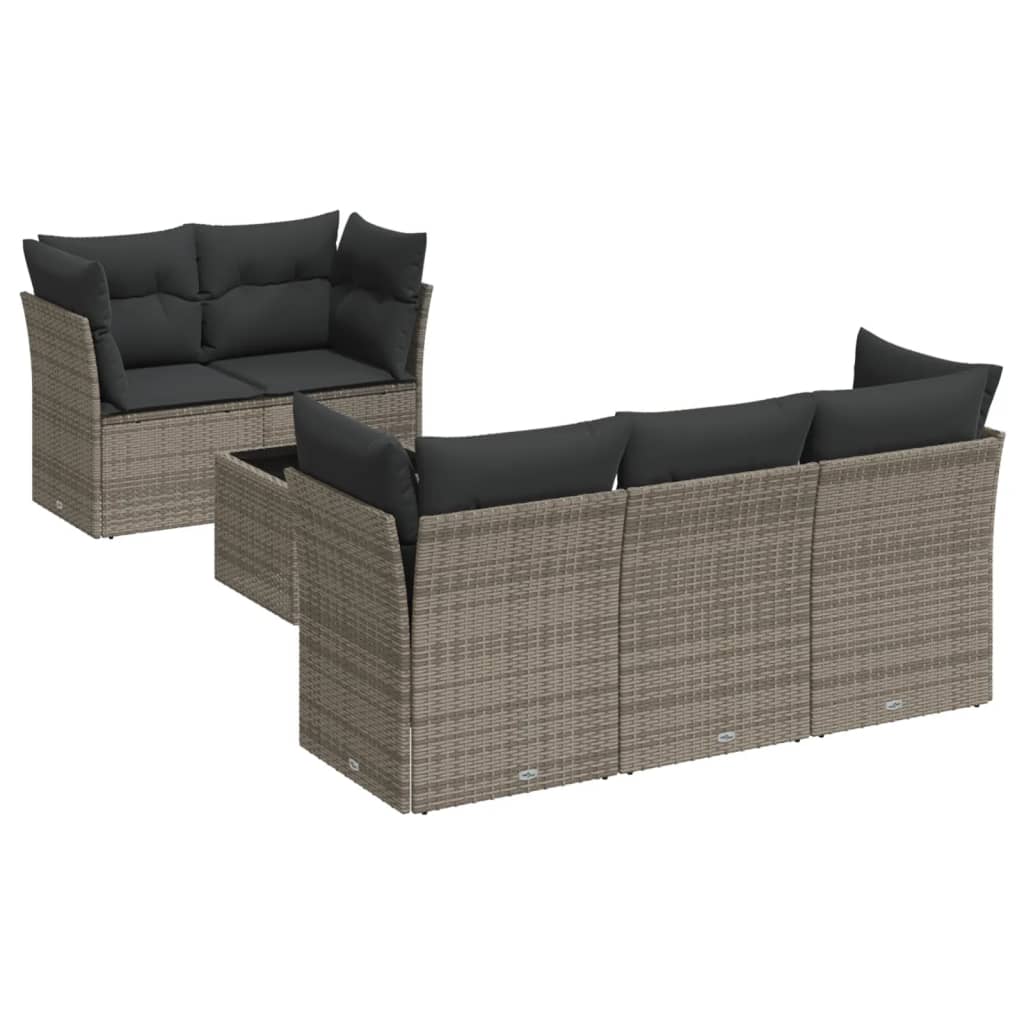 Thumbnail - vidaXL 6-tlg. Garten-Sofagarnitur mit Kissen Grau Poly Rattan