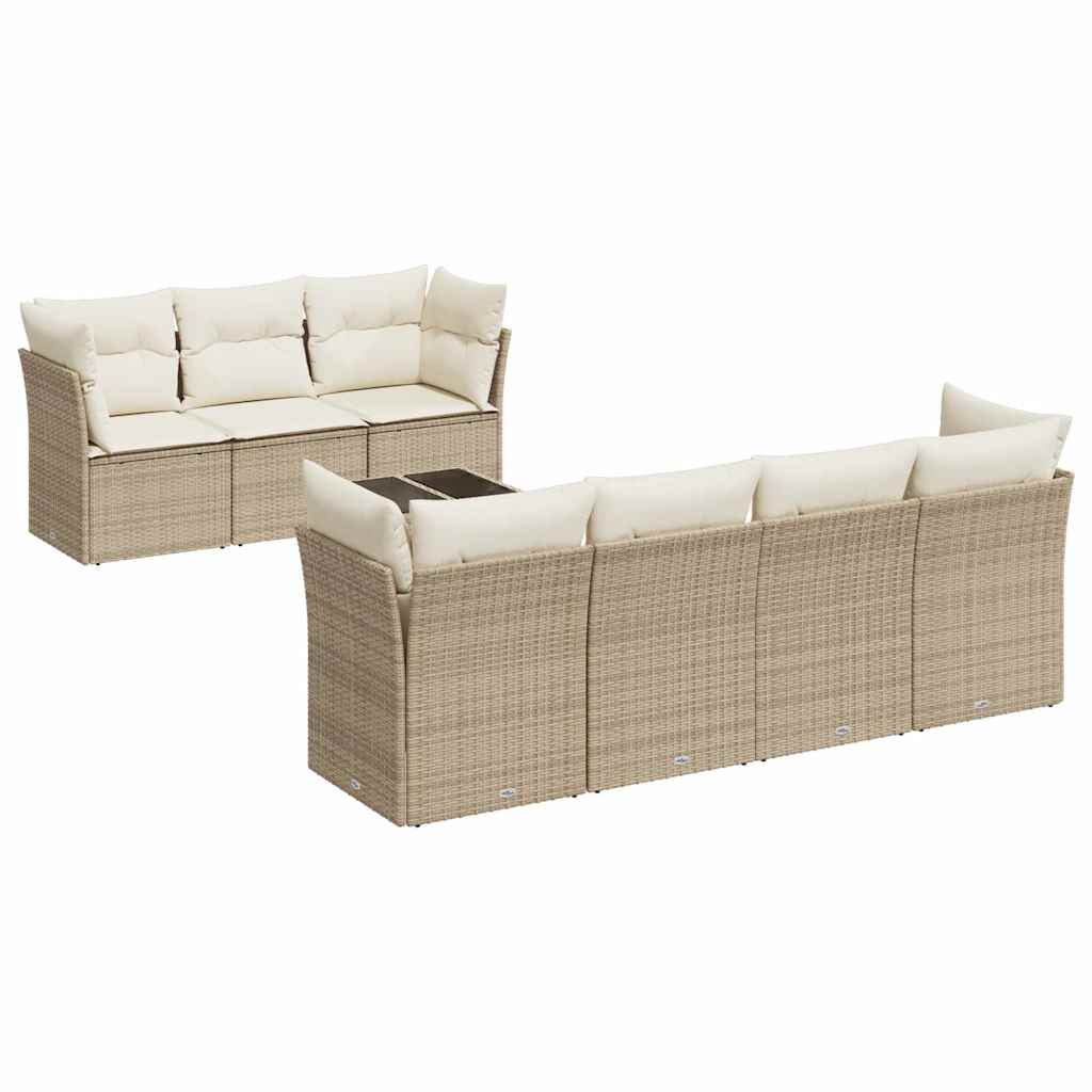 Thumbnail - vidaXL 8-tlg. Garten-Sofagarnitur mit Kissen Beige Poly Rattan