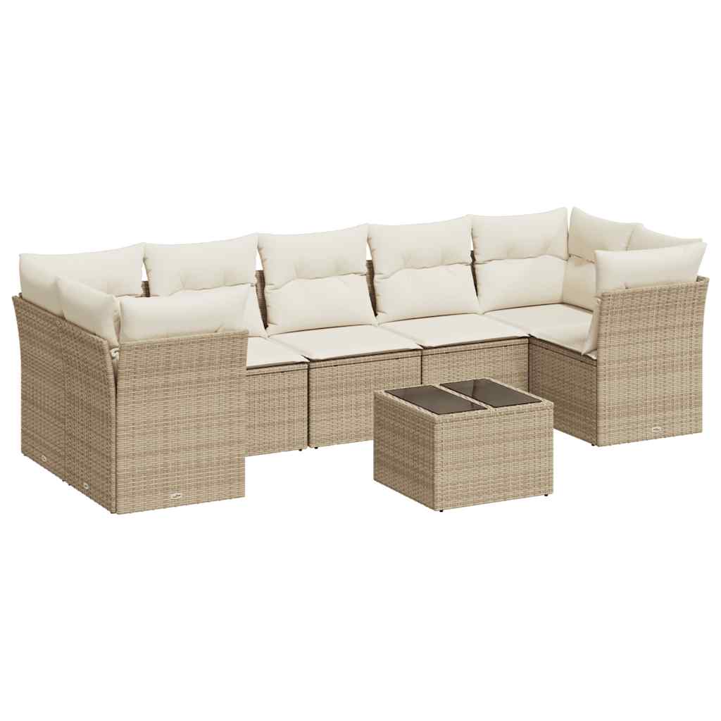 Thumbnail - vidaXL 8-tlg. Garten-Sofagarnitur mit Kissen Beige Poly Rattan