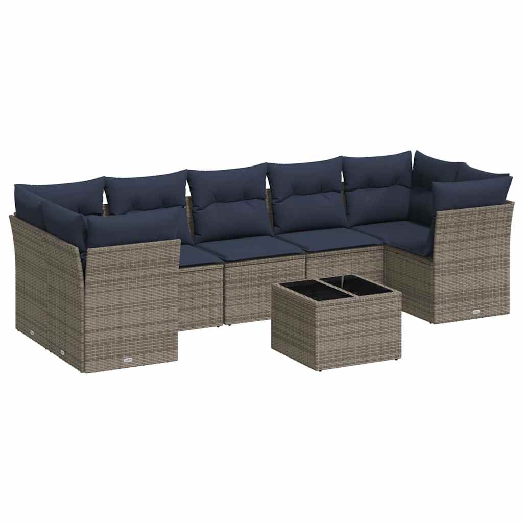 Thumbnail - vidaXL 8-tlg. Garten-Sofagarnitur mit Kissen Grau Poly Rattan