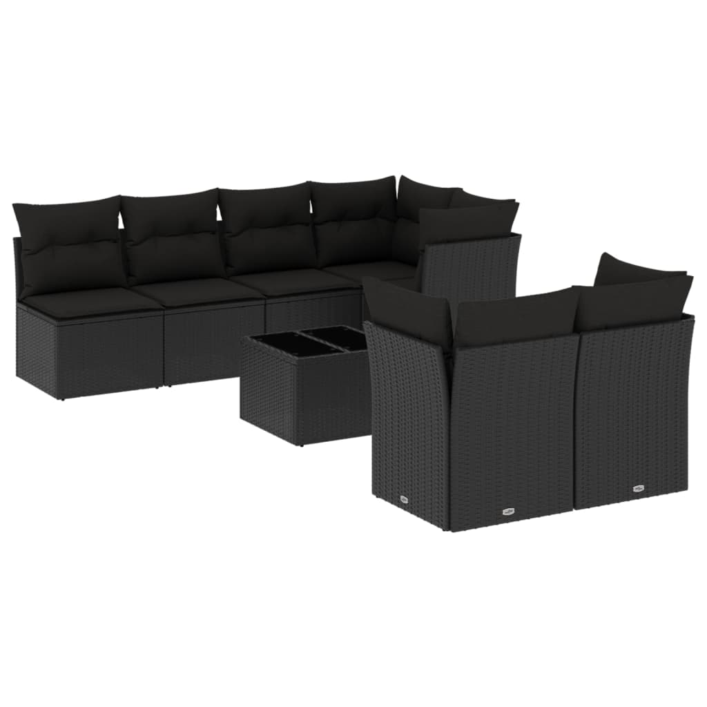 Thumbnail - vidaXL 8-tlg. Garten-Sofagarnitur mit Kissen Schwarz Poly Rattan