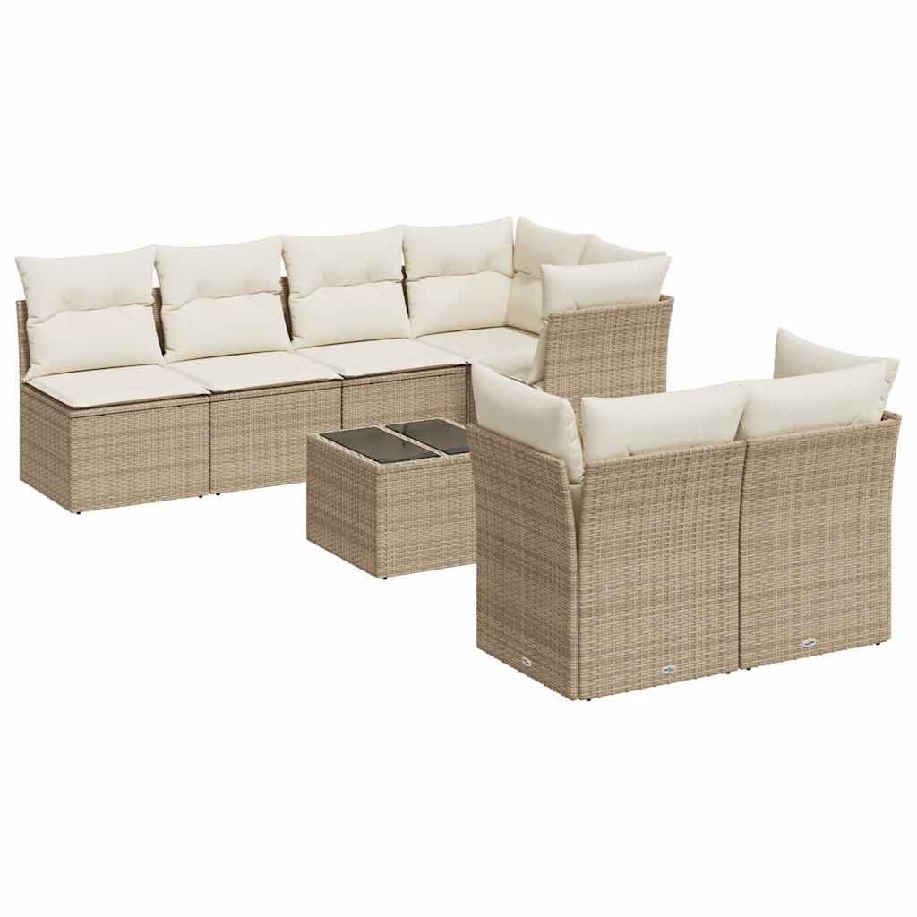 Thumbnail - vidaXL 8-tlg. Garten-Sofagarnitur mit Kissen Beige Poly Rattan