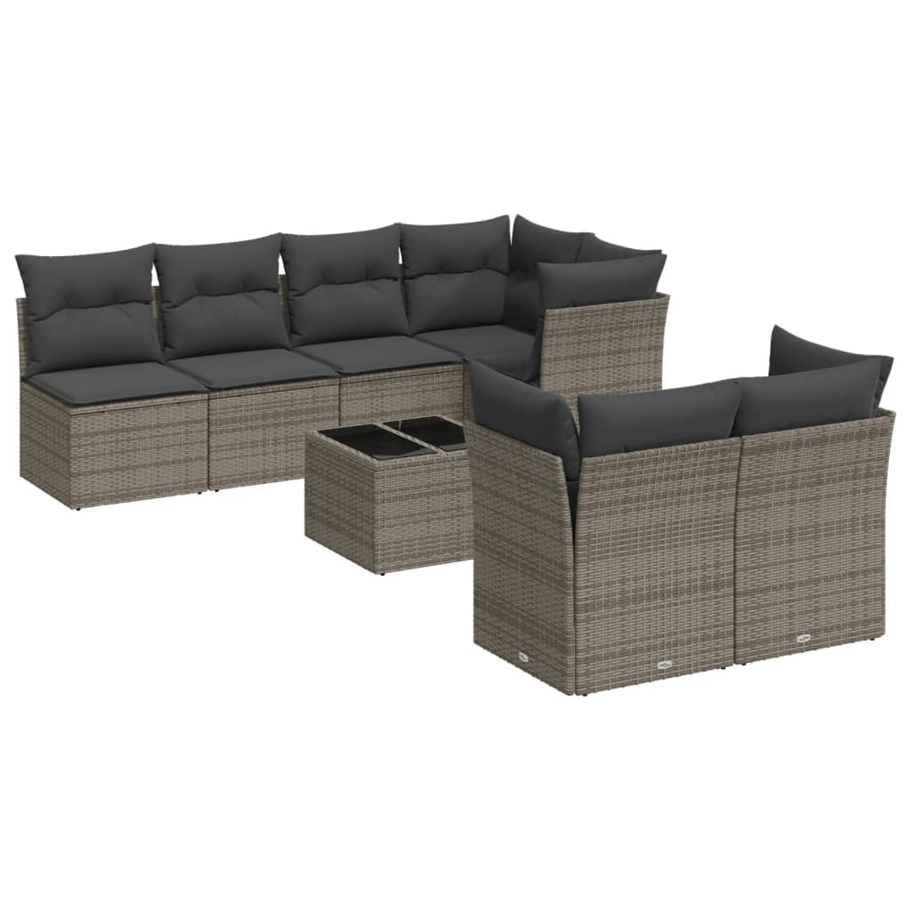 Thumbnail - vidaXL 8-tlg. Garten-Sofagarnitur mit Kissen Grau Poly Rattan