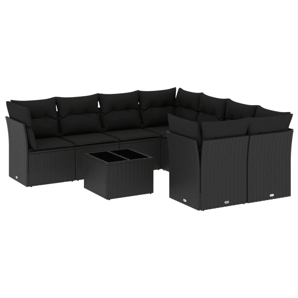 Thumbnail - vidaXL 9-tlg. Garten-Sofagarnitur mit Kissen Schwarz Poly Rattan