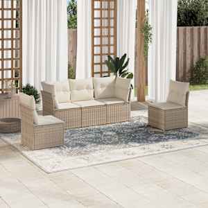 Vrtna sedežna garnitura 5-delna z blazinami bež poli ratan