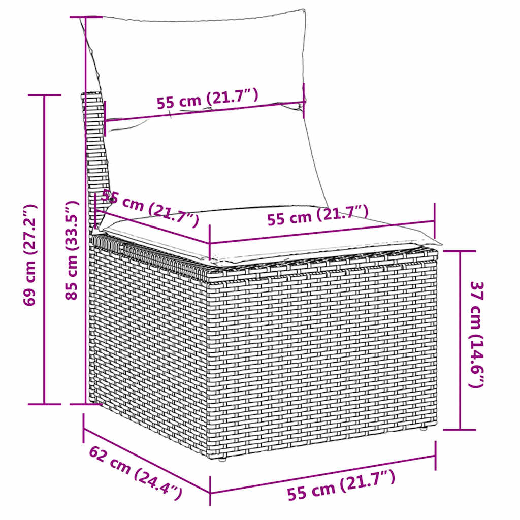 Thumbnail - vidaXL 5-tlg. Garten-Sofagarnitur mit Kissen Grau Poly Rattan