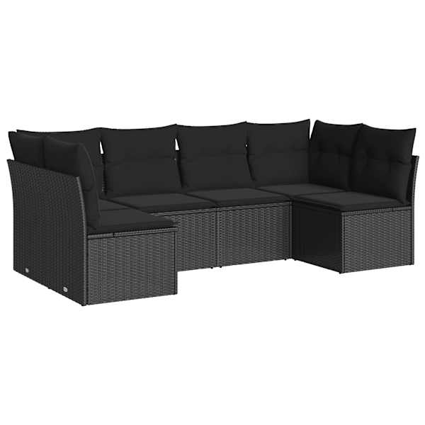 vidaXL 6-osaline aiadiivani komplekt patjadega, must, pol&uuml;rotang