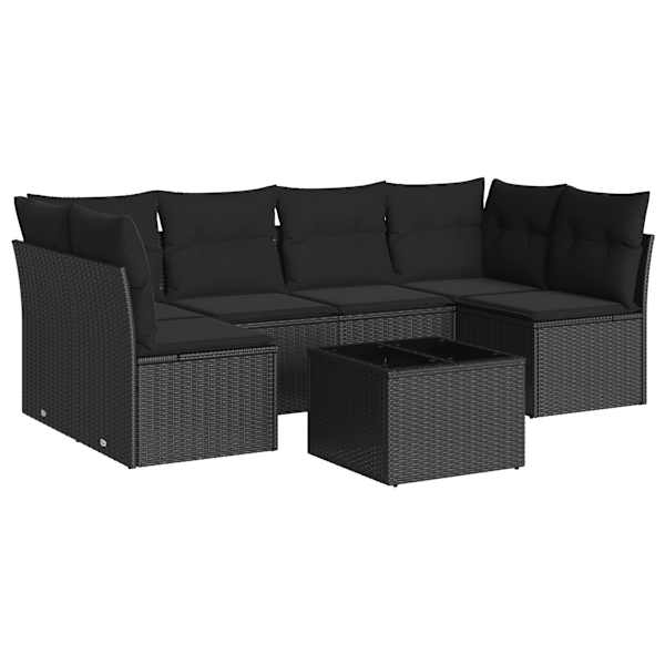 vidaXL 7-osaline aiadiivani komplekt patjadega, must, pol&uuml;rotang