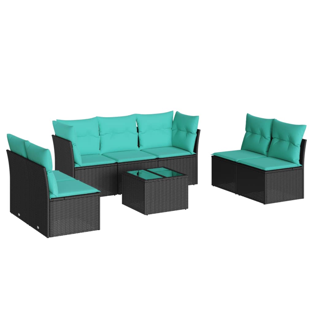 Thumbnail - vidaXL 8-tlg. Garten-Sofagarnitur mit Kissen Schwarz Poly Rattan