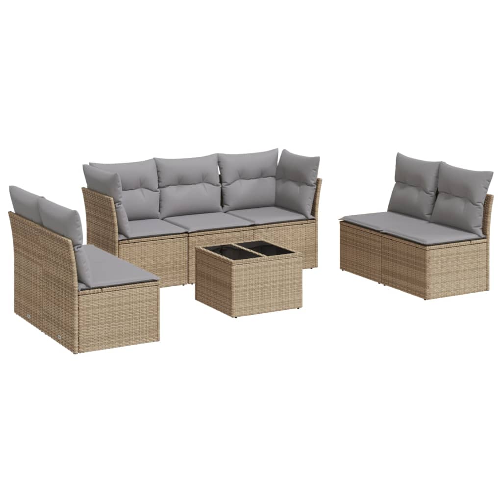 Thumbnail - vidaXL 8-tlg. Garten-Sofagarnitur mit Kissen Beige Poly Rattan