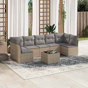 8dílná zahradní sedací souprava s poduškami béžová polyratan - obrázek 1