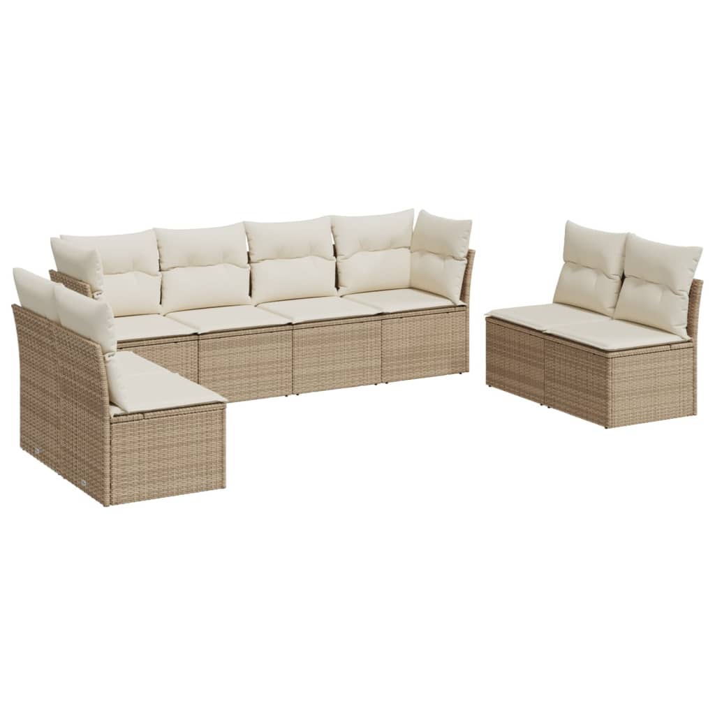 Thumbnail - vidaXL 8-tlg. Garten-Sofagarnitur mit Kissen Beige Poly Rattan