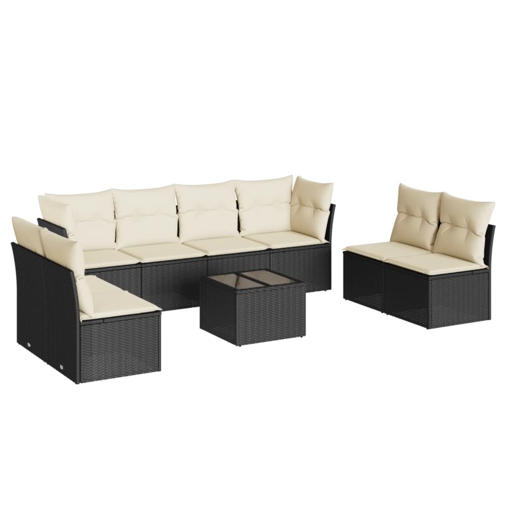 Thumbnail - vidaXL 9-tlg. Garten-Sofagarnitur mit Kissen Schwarz Poly Rattan