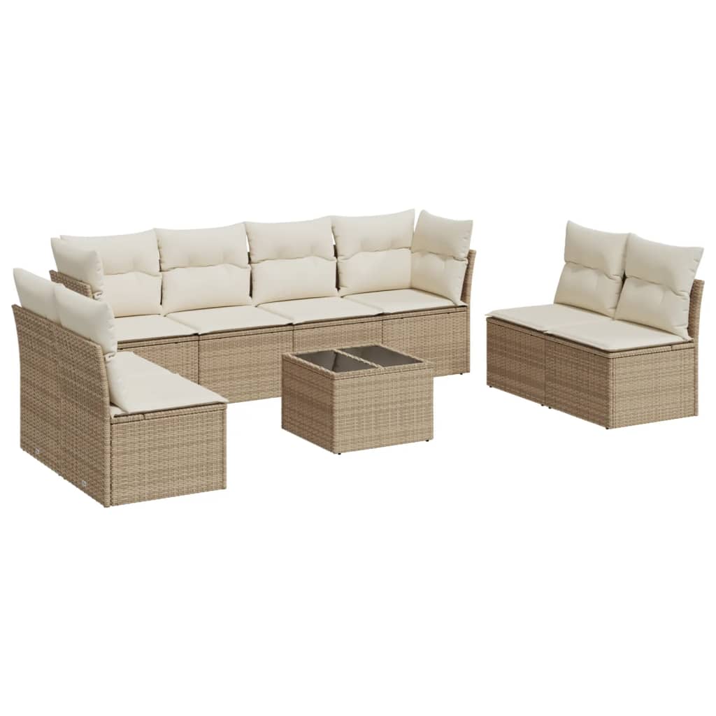Thumbnail - vidaXL 9-tlg. Garten-Sofagarnitur mit Kissen Beige Poly Rattan