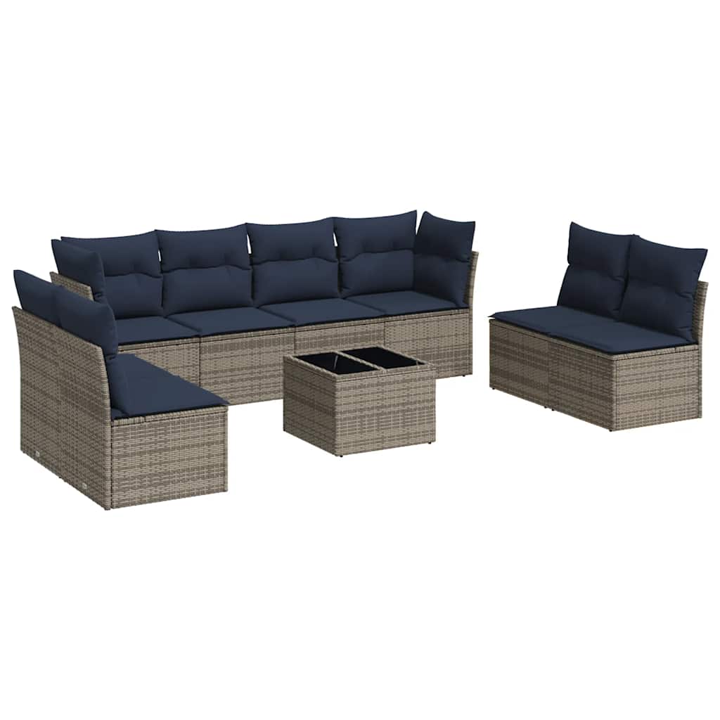Thumbnail - vidaXL 9-tlg. Garten-Sofagarnitur mit Kissen Grau Poly Rattan