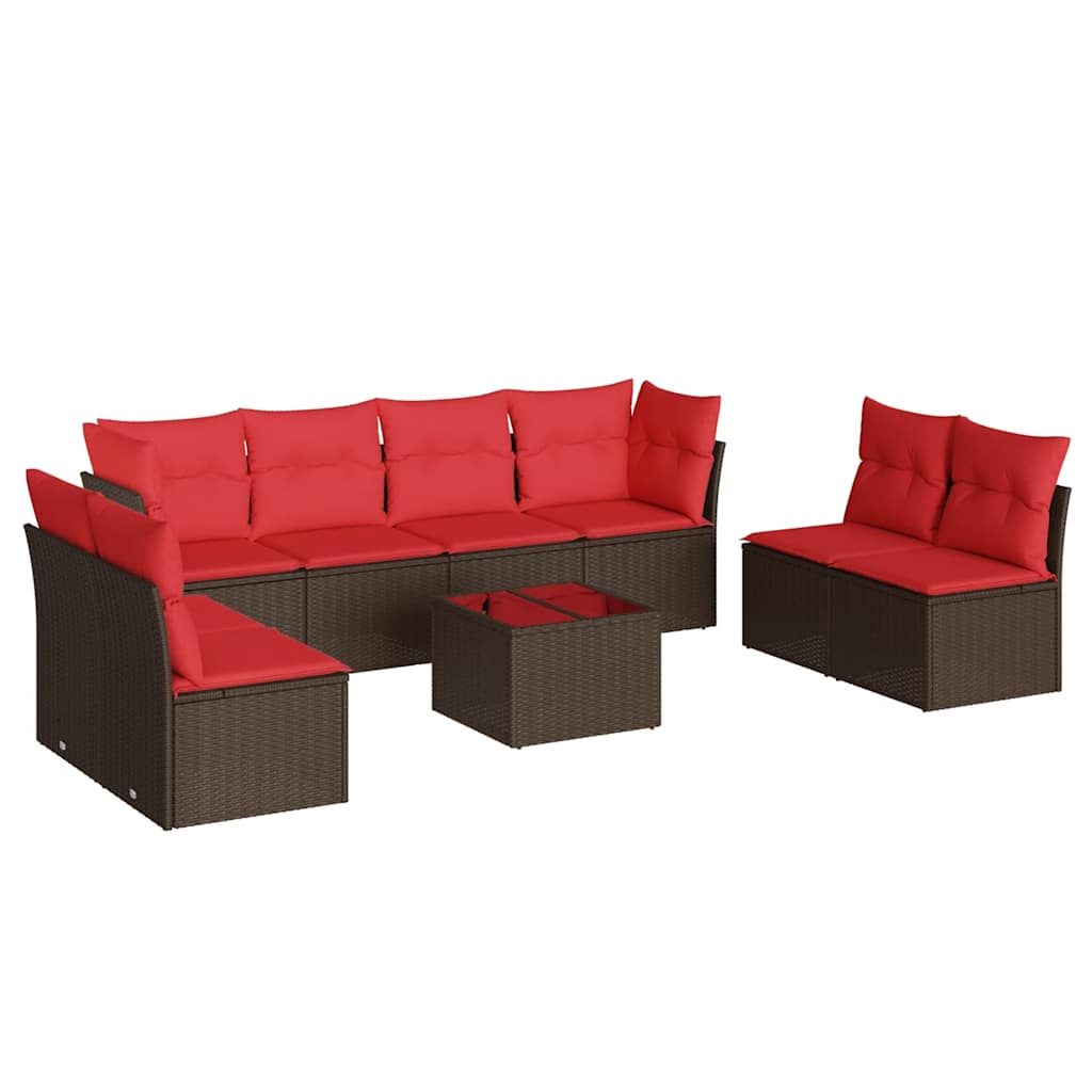 Thumbnail - vidaXL 9-tlg. Garten-Sofagarnitur mit Kissen Braun Poly Rattan