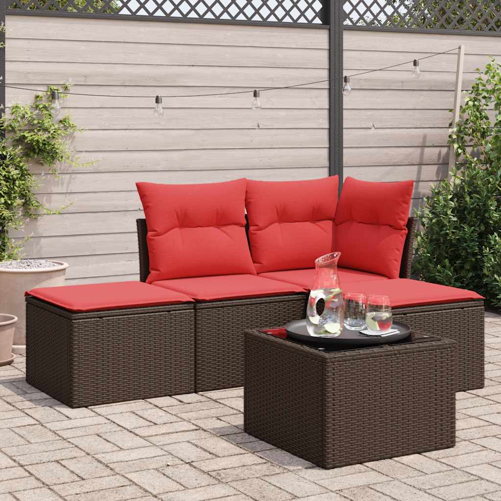 Thumbnail - vidaXL 5-tlg. Garten-Sofagarnitur mit Kissen Braun Poly Rattan