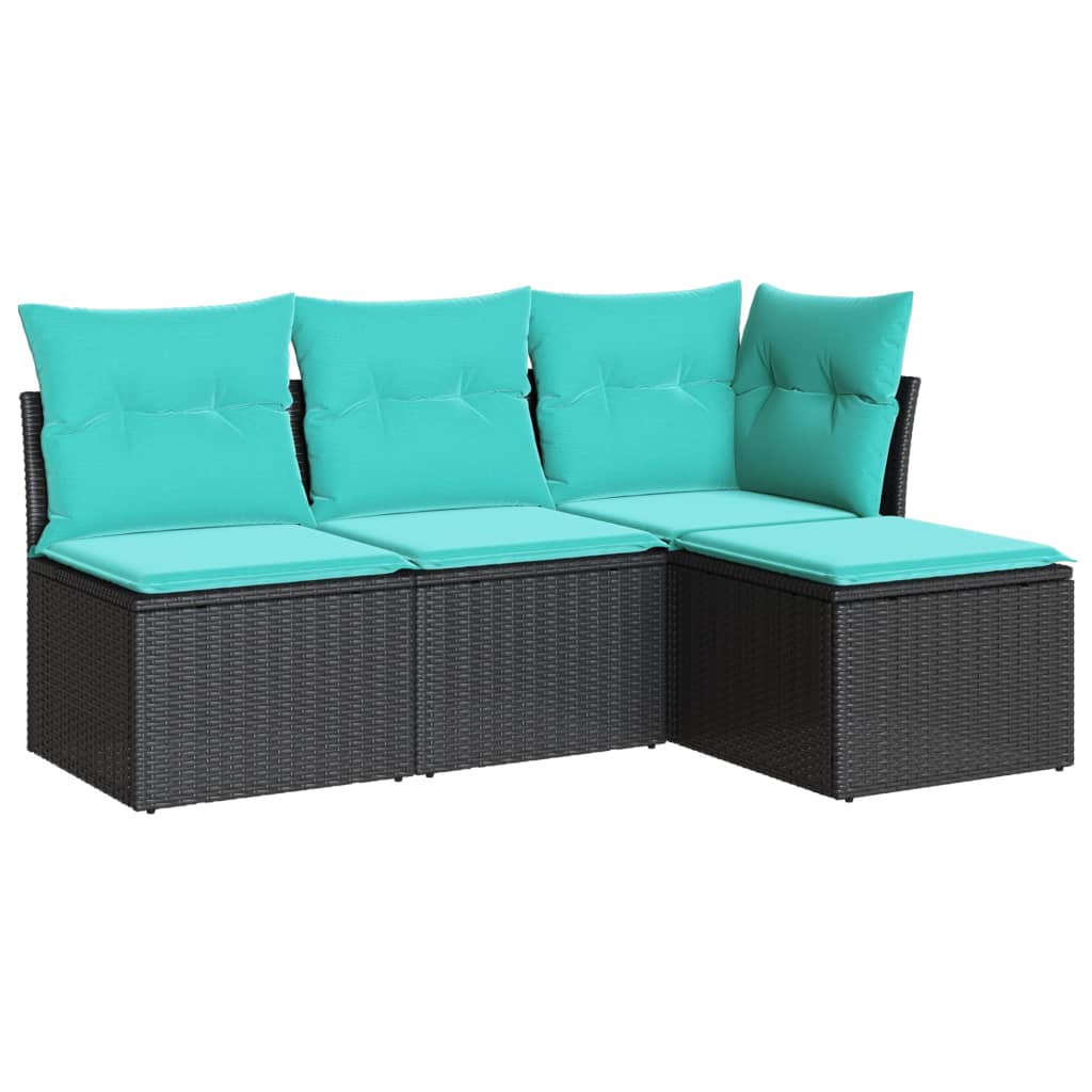 Thumbnail - vidaXL 4-tlg. Garten-Sofagarnitur mit Kissen Schwarz Poly Rattan