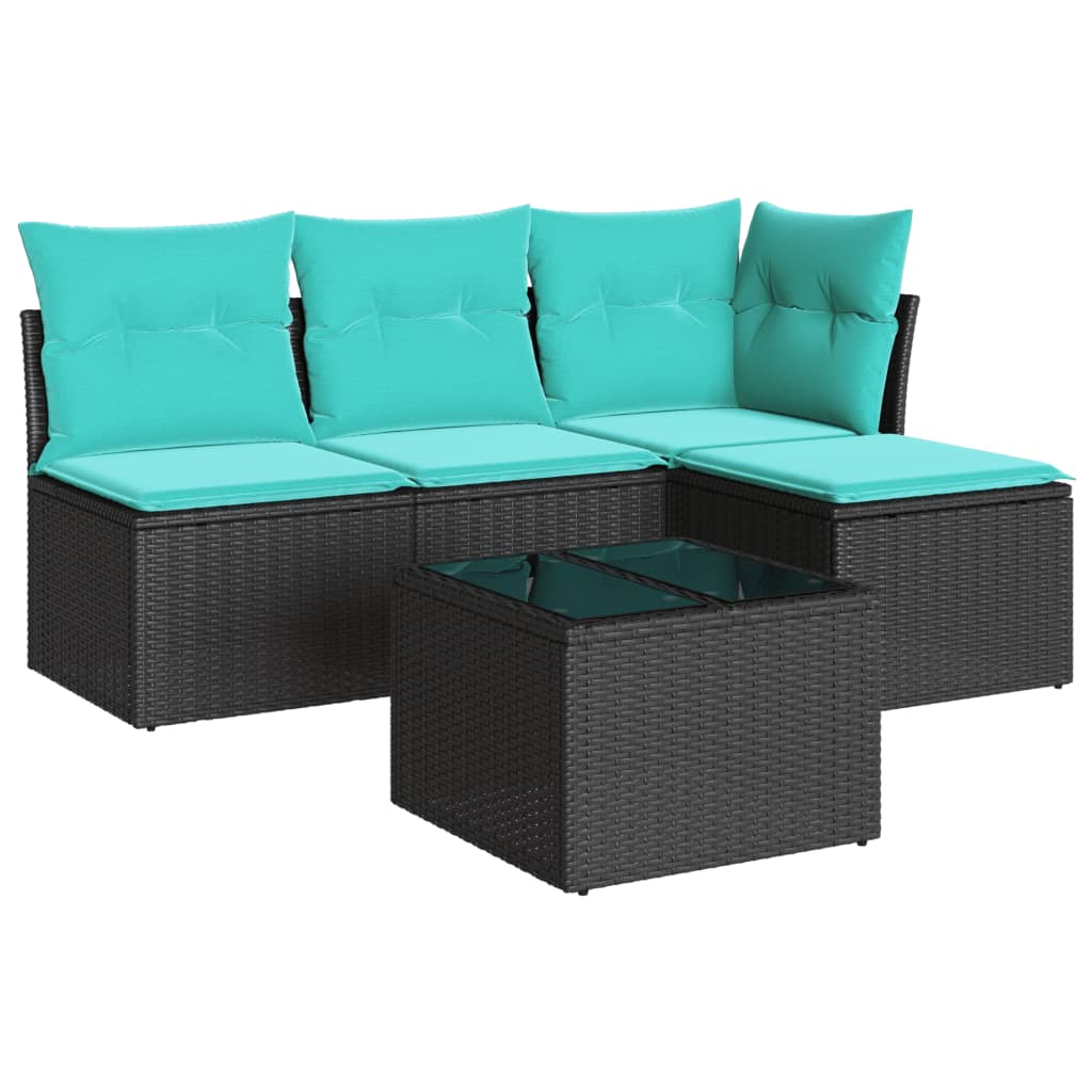 Thumbnail - vidaXL 5-tlg. Garten-Sofagarnitur mit Kissen Schwarz Poly Rattan