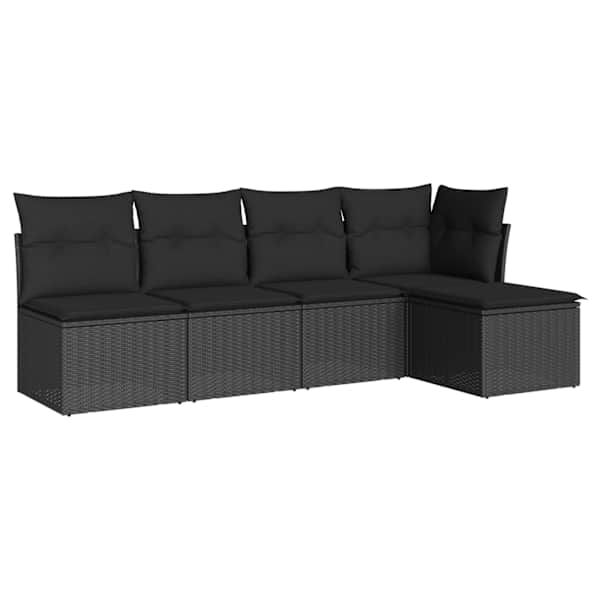 vidaXL 5-osaline aiadiivanikomplekt patjadega, must, pol&uuml;rotang
