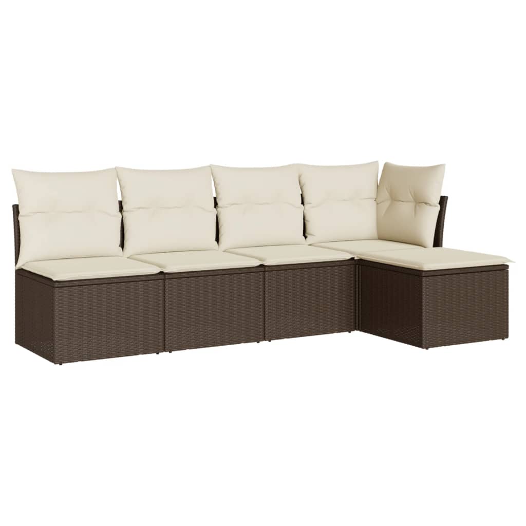 vidaXL Set canapele de grădină cu perne, 5 piese, maro, poliratan