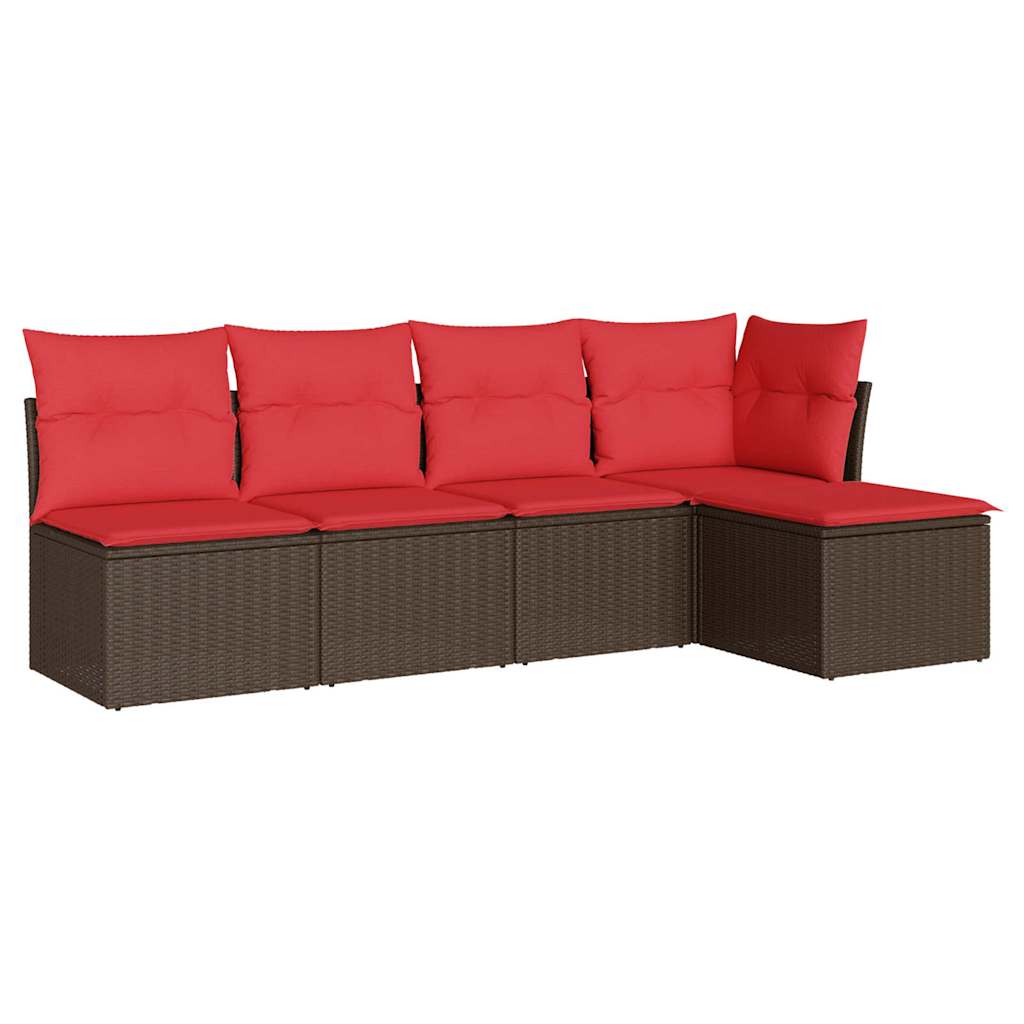 Thumbnail - vidaXL 5-tlg. Garten-Sofagarnitur mit Kissen Braun Poly Rattan
