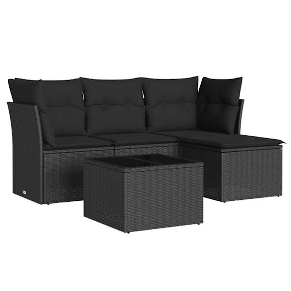 vidaXL 5-osaline aiadiivanikomplekt patjadega, must, pol&uuml;rotang