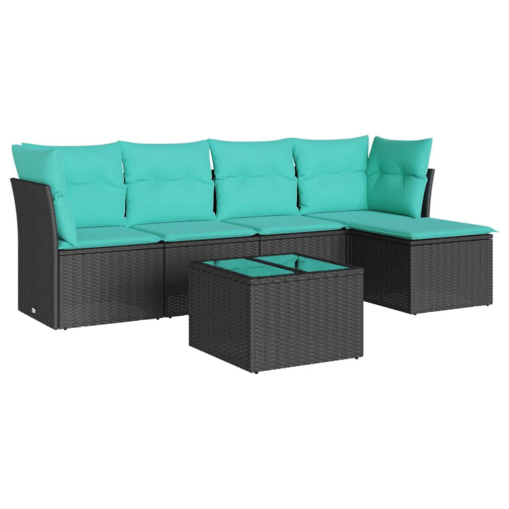 Thumbnail - vidaXL 6-tlg. Garten-Sofagarnitur mit Kissen Schwarz Poly Rattan