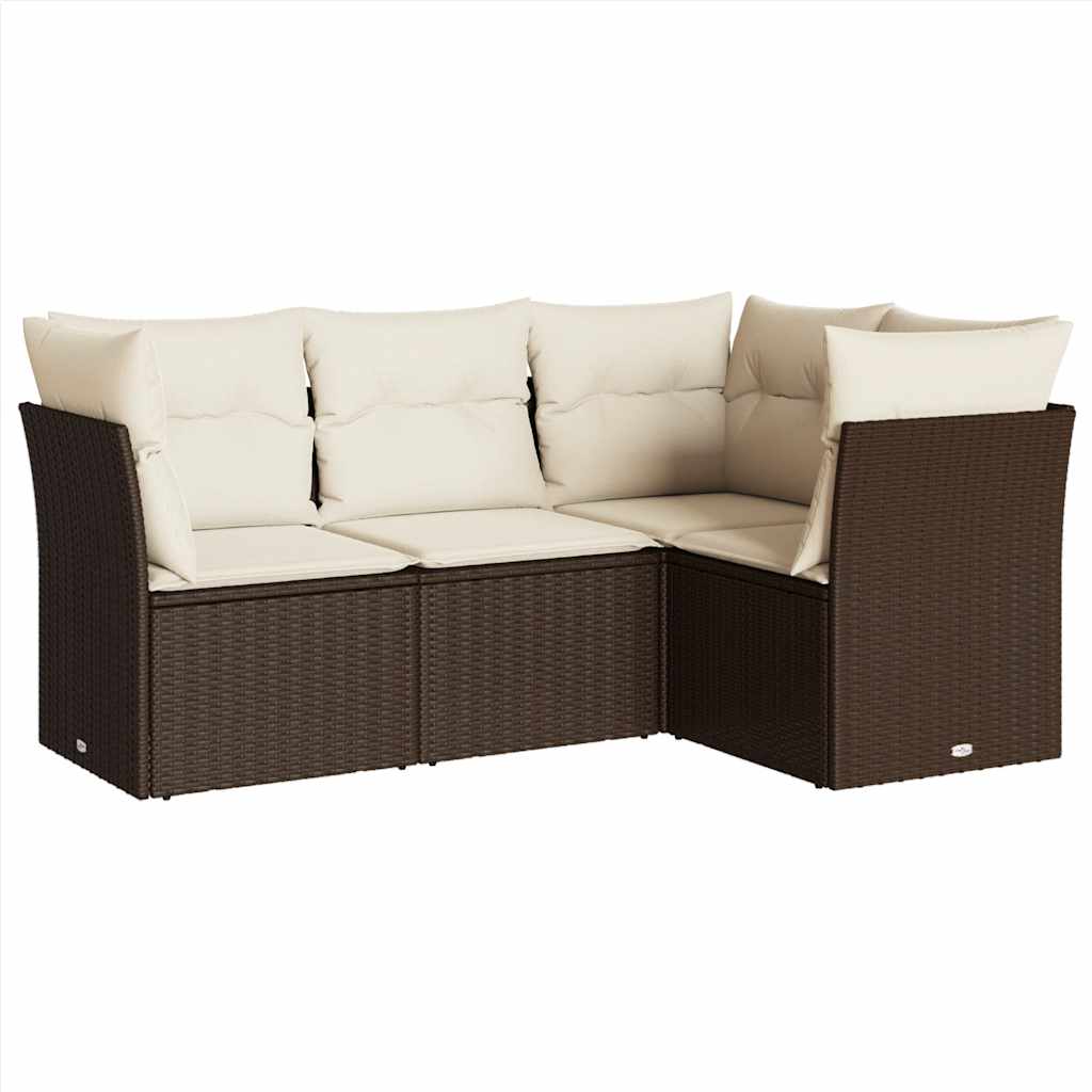 Thumbnail - vidaXL 4-tlg. Garten-Sofagarnitur mit Kissen Braun Poly Rattan