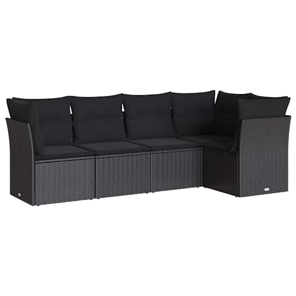 vidaXL 5-osaline aiadiivanikomplekt patjadega, must, pol&uuml;rotang