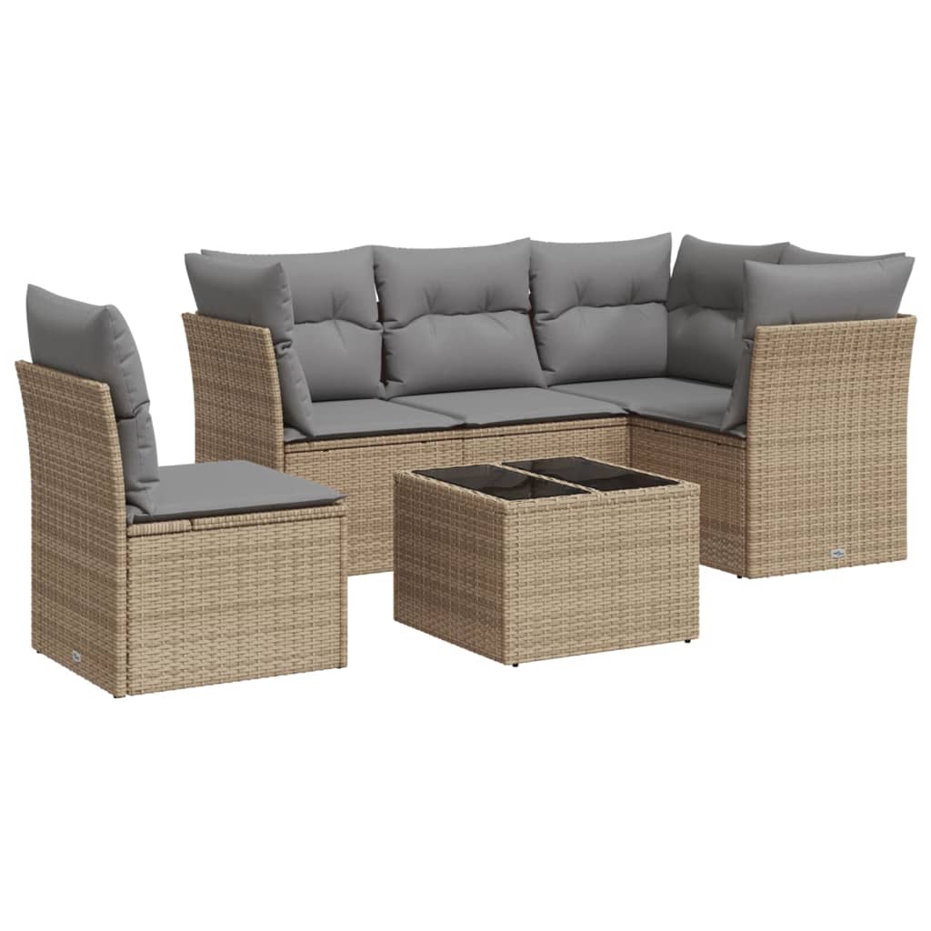 vidaXL Set canapele de grădină cu perne, 6 piese, bej, poliratan
