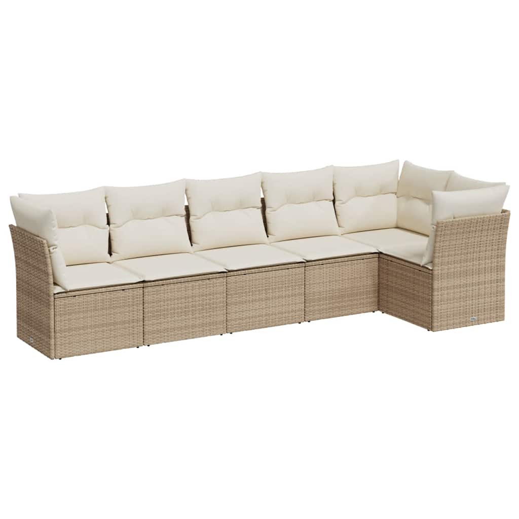 Thumbnail - vidaXL 6-tlg. Garten-Sofagarnitur mit Kissen Beige Poly Rattan
